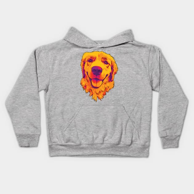 Sunshine Golden Retriever Kids Hoodie by polliadesign